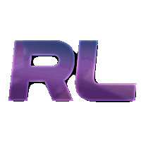 the letters rl are purple and glowing in the dark