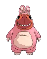 a cartoon character is wearing a pink bunny outfit
