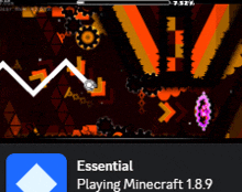 a screenshot of a game called essential playing minecraft 1.9