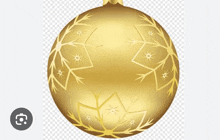 a gold christmas ornament with a snowflake design on it