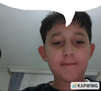 a boy with a speech bubble above his head that says kapwing on the bottom