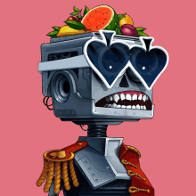 an illustration of a robot wearing heart shaped sunglasses