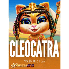 a poster for cleocatra pragmatic play shows a cat