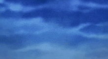 a painting of a blue sky with clouds in it