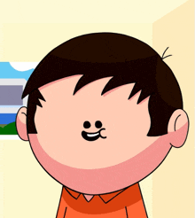 a cartoon drawing of a boy with a big smile on his face