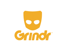 a logo for grindr with a yellow face