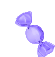 a purple candy wrapped in a purple wrapper on a white background