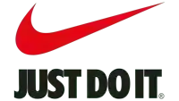 a nike logo with a red swoosh and black text that says just do it