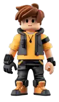 a cartoon character wearing a black vest and a yellow shirt