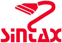 a sintax logo with a red arrow pointing up