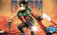 a video game called doom has a monkey with a gun on the cover