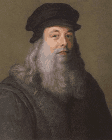 a man with long hair and a beard wearing a hat