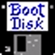 the word boot disk is on a black and white background