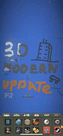 a blue background with the words 3d modern update on it