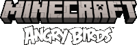 a logo for minecraft and angry birds with a white background