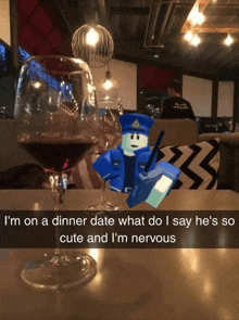 a screenshot of a dinner date with a police officer