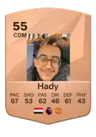 a card with a picture of a man with the name hady on it