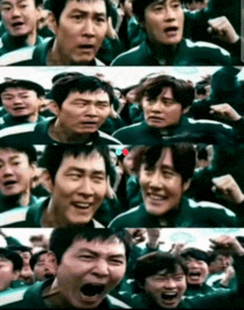 a group of men are making funny faces in a collage