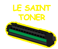 a drawing of a toner cartridge with the words le saint toner above it