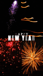 a collage of fireworks with the words happy new year