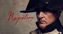 a man wearing a hat with the word napoleon written on the bottom