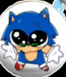 a cartoon drawing of a baby sonic the hedgehog with big eyes