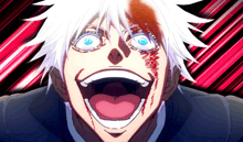 a close up of a person 's face with their mouth wide open