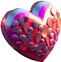 a heart shaped object filled with hearts and coins on a white background .