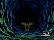 a cartoon network advertisement with a laughing yellow pokemon
