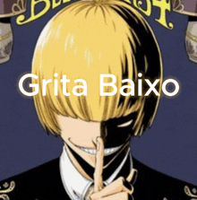 a picture of a man with the words grita baixo written above him