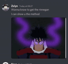 a screenshot of a discord conversation between zelyn and another person