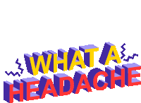 a logo that says what a headache in red and blue