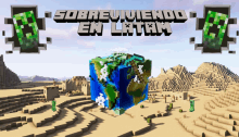 a picture of a minecraft world with the words sobreviviendo en latam above it