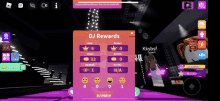 a screenshot of a game that says dj rewards on it