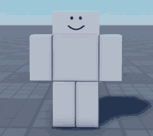 a white block with a smile on his face