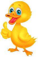 a cartoon duck giving a thumbs up sign