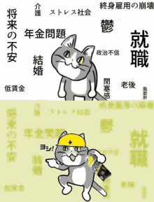 a cartoon cat wearing a hard hat and holding a bottle of something