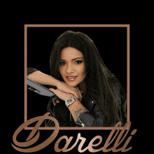 a picture of a woman with a watch and the name darelli