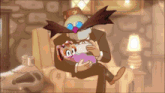 a cartoon of a man holding a baby with a bottle