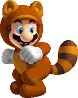 a cartoon character dressed as a raccoon with a white background