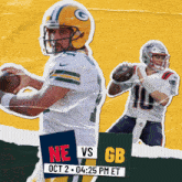 an advertisement for the green bay packers and the patriots