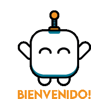 a cartoon drawing of a robot with the word bienvenido below it