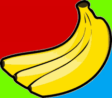 a bunch of bananas on a red and blue background