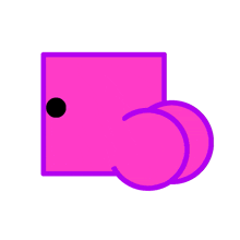 a pink square with a black hole in the middle