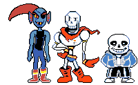 a pixel art of undertale characters papyrus and sans