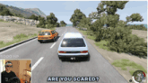 a screenshot of a video game with the words " are you scared " at the bottom