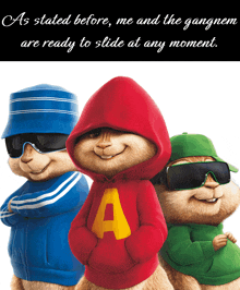 three alvin and the chipmunks wearing sunglasses and hoodies are ready to slide at any moment