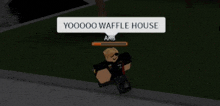 a person in a video game says yoooo waffle house