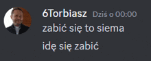 a picture of a man in a circle next to a message from 6torbiasz