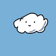 a cartoon drawing of a cloud with a smiling face on a blue background